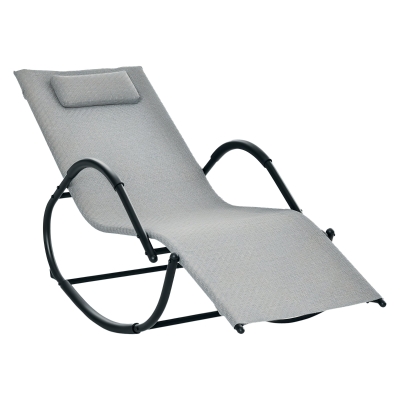 Outsunny Șezlong cu design contemporan, rocking chair ergonomic cu tetieră detasabilă, brațe și suport pentru picioare, acoperire textilen