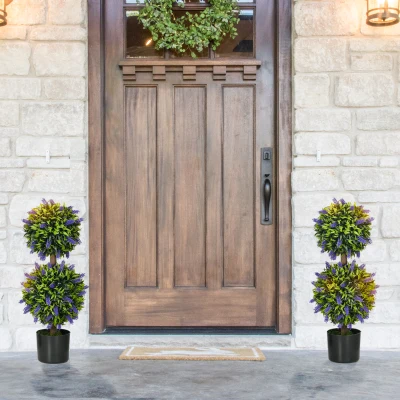 HOMCOM Set de 2 plante artificiale, plantă artificială rezistentă la UV în ghiveci, 70 cm plantă de interior pentru camera de zi, grădină