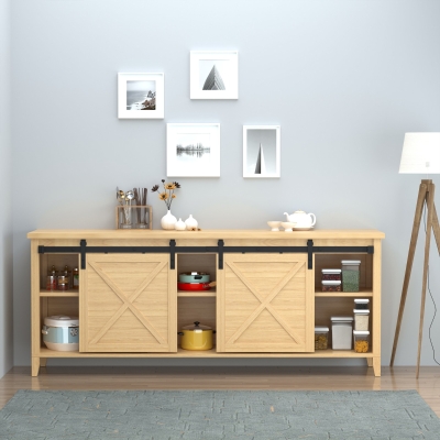 HOMCOM 183 cm Kit de Puerta Corredera Completo - Ideal para todos los espacios