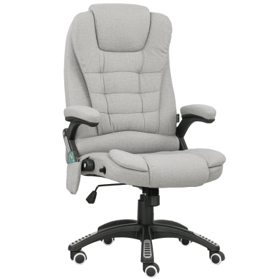 Vinsetto Cadeira de Escritório com Massagem e Aquecimento com Altura Ajustável Encosto Reclinável e Controle Remoto Cinza