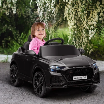 HOMCOM Mașină electrică pentru copii sub licență Audi RS Q8, vehicul electric cu telecomandă, MP3, USB, Bluetooth, negru
