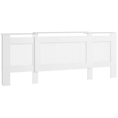 HOMCOM Acoperire radiator, design cu lamele, lungime ajustabilă 125-201 cm, MDF, Alb