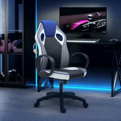 HOMCOM Cadeira Gaming com Altura Ajustável Suporte Lombar e Apoio para a Cabeça 60,5x67x107,5-116,5 cm Multicor