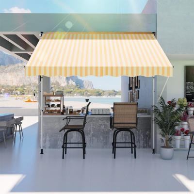 Outsunny Toldo Manual Retráctil 300x150x170-280 cm con Altura Ajustable Manivela y Protección Solar para Terraza Naranja