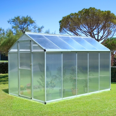 Outsunny Estufa de Jardim Outsunny 3x2 m Alumínio Policarbonato 5,5 m² Fundação Clarabóia Porta Fecho