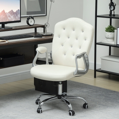Vinsetto Velvet Work Chair with Diamante Back Cream