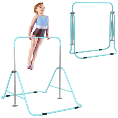 HOMCOM Bară fixă de gimnastică pentru copii pliantă înălțime reglabilă de la 88 la 128 cm verde