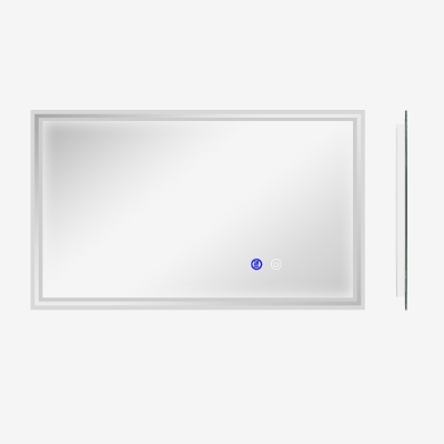 Kleankin Espelho de Banheiro Retangular com LED Luminoso Horizontal ou Vertical 100x60 cm