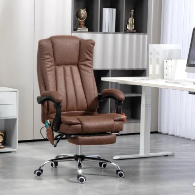 Vinsetto Cadeira de Massagem com 6 Pontos de Massagem ​​com Função de Aquecimento Apoio para Pés e comando à distância Marrom