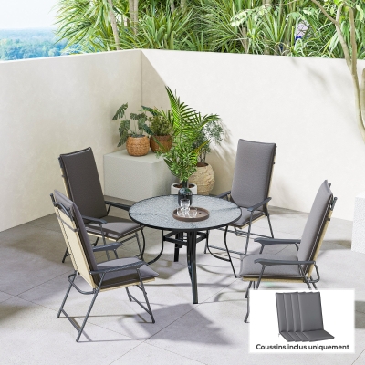 Outsunny Coussins Extérieur Gris 124x50cm Lot de 4