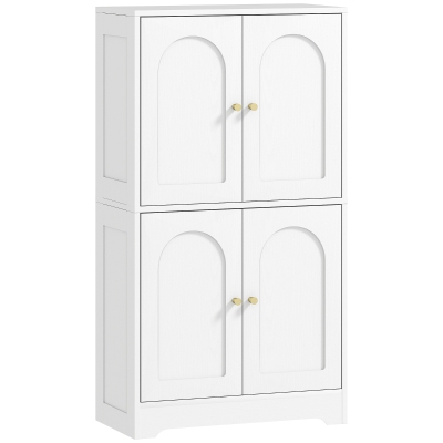 HOMCOM Móvel de Arrumação Sala de Estar para Armazenamento Armário de Cozinha com 4 Portas Curvas e 2 Prateleiras Ajustáveis 60x30x110 cm Branco