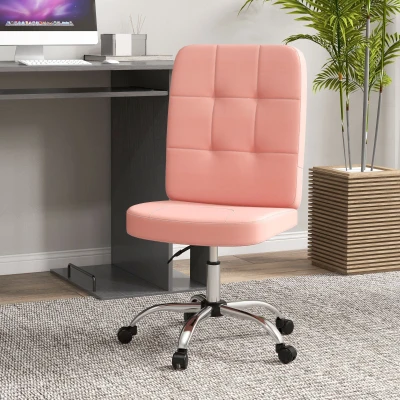 Vinsetto Cadeira de Escritório Giratória de Couro Sintético com Altura Ajustável Estilo Moderno Carga 120 kg 45x59x90-100 cm Rosa