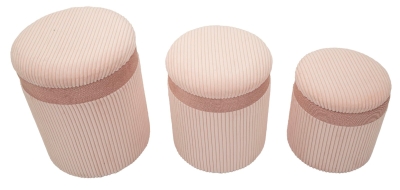 Set De 3 Pufuri Cu Spatiu De  Depozitare, Roz, Cm Ø 40,5X49,5-35X42-31X36