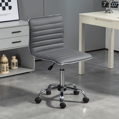 HOMCOM Cadeira de Escritório sem Apoio para os Braços Cadeira de Escritório Giratória com Altura Ajustável 48x52x78-90 cm Cinza