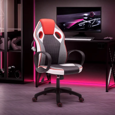 HOMCOM Cadeira Gaming com Altura Ajustável Suporte Lombar e Apoio para a Cabeça 60,5x67x107,5-116,5 cm Multicor
