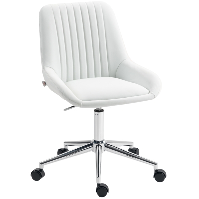 HOMCOM Chaise Bureau Réglable Sans Accoudoirs Blanc 52x58x80-90cm