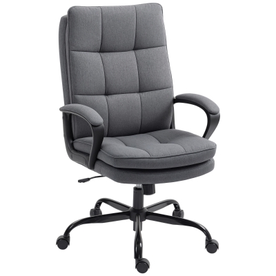 HOMCOM Padded Office Chair Linen-Look Charcoal Grey
