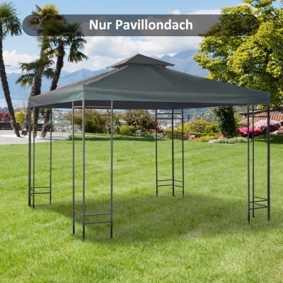 Outsunny Telhado de Substituição para Pavilhão de Jardim em Metal Poliéster 3x3M Cinza Antracite