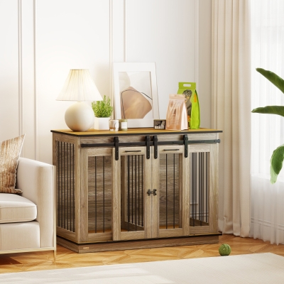 PawHut Dog Crate Furniture Oak Tone Large & Small Dogs