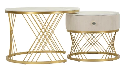 Set De 2 Masute De Cafea Votix,  Cm Ø 70X48-50X43,3