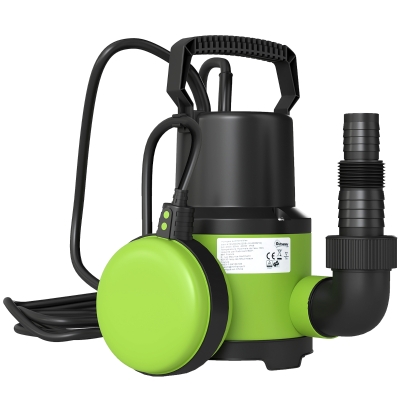 Outsunny Bomba de Drenagem Águas Sujas/Limpas Débito 9000L/H 400W Profundidade Máxima 15M Interruptor de Bóia 16x14x27cm Verde