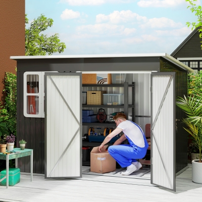 Garden Storage Shed 260W x 177D x 173/190Hcm Dark Grey