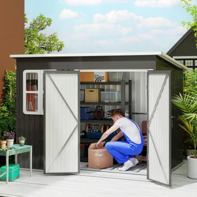 Garden Storage Shed 260W x 177D x 173/190Hcm Dark Grey