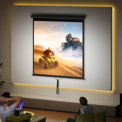 HOMCOM Ecran de proiecție TV și Home Cinema de 85 de inci video proiector 1:1 4K HD, 146L x 146Î cm