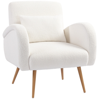 HOMCOM Poltrona lounge 77cm x 77cm x 83cm Bianco crema