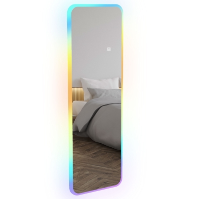 HOMCOM Oglindă de Corp Intreg cu Lumini LED 120x40 cm Oglindă de Perete cu Iluminare de 7 Culori RGB si Functie de Memorie