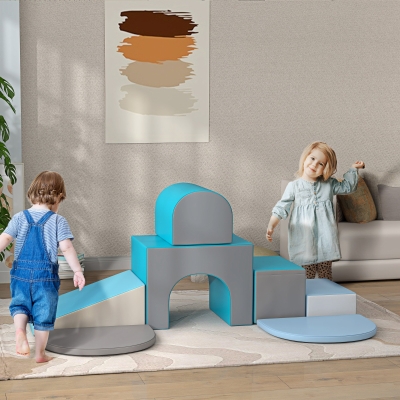 HOMCOM 7Pcs Módulo de Motricidade para Bebés Percurso Motriz para Bebés Espuma EPE para Crianças em Idade Pré-Escolar Multicolorido