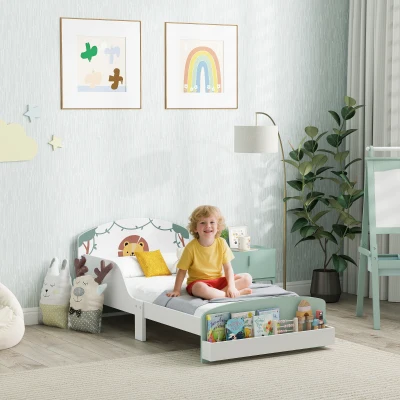 AIYAPLAY Kinderbett 3-8 Jahre aus Holz mit Stauraum und Seitengittern, 150x77x60 cm, Grün