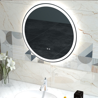 kleankin Espelho de Casa de Banho com Luzes LED Ajustáveis Ø60 cm com Função de Memória Anti-embaciamento e Interrutor Tátil Prata