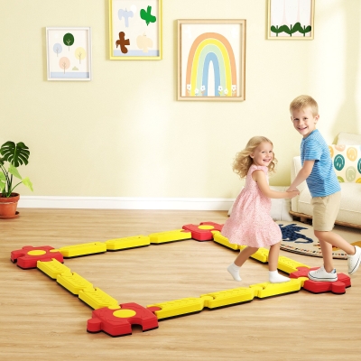 AIYAPLAY Poutre d'Équilibre Enfants Modulable Jaune Rouge Plastique