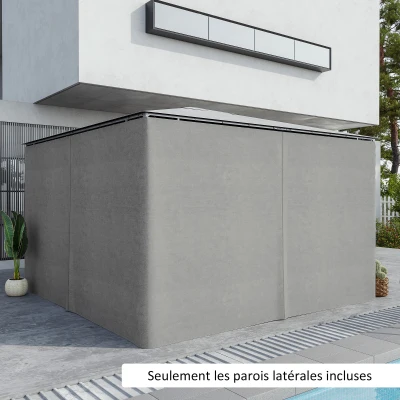 Outsunny 4 pereti laterali pentru pavilion de gradina tonela rigida 300 x 400 cm protejeaza impotriva ploii vantului soarelui gri
