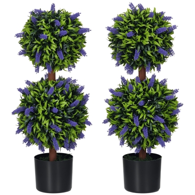 HOMCOM Set de 2 plante artificiale, plantă artificială rezistentă la UV în ghiveci, 70 cm plantă de interior pentru camera de zi, grădină