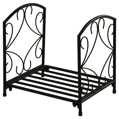 Outsunny Range-Bûches Métal Noir Int/Ext 39,5x31,5x39,5cm