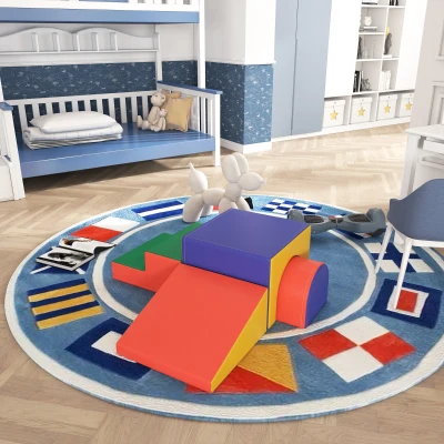 HOMCOM 4er Softbaustein-Set zum Klettern und Rutschen, Kunstlederbezug, für Kinder im Alter von 1-3 Jahren, Mehrfarbig