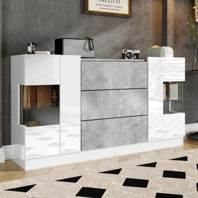 Credenza con illuminazione LED, Bianco e Grigio
