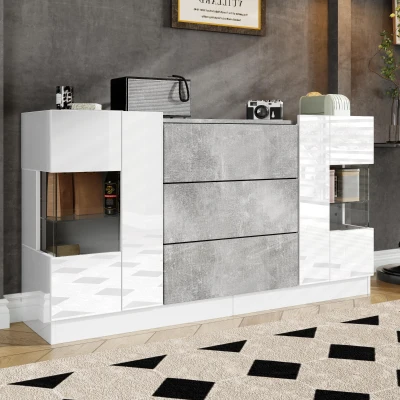 Credenza con illuminazione LED, Bianco e Grigio