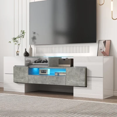 Mobile TV con illuminazione LED, Bianco e Grigio
