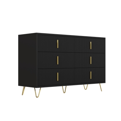 Credenza con 6 cassetti, Nero e Oro
