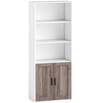 HOMCOM Bibliothèque 5 Niveaux avec Placard Blanc 60x30x149,5 cm