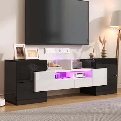 Mobile TV con illuminazione LED, Bianco e Nero