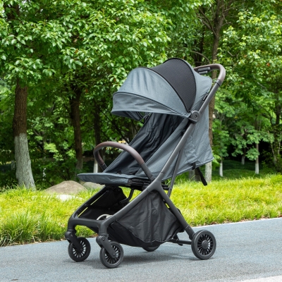AIYAPLAY Carrito para Bebé Plegable Respaldo Reclinable Reposapiés Ajustable Capota Arnés de 5 Puntos Carga 15 kg Azul Oscuro