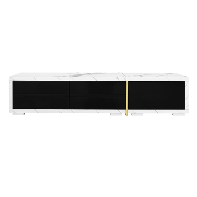 Mobile TV girevole, Lunghezza variabile, 140-260x40x30 cm, Nero e Bianco
