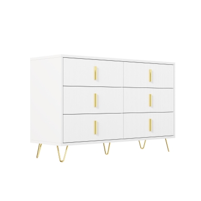 Credenza con 6 cassetti, Bianco e Oro