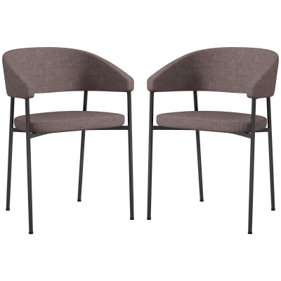 Set 2 Scaune Tapițate, 59x56x78 cm, Maro