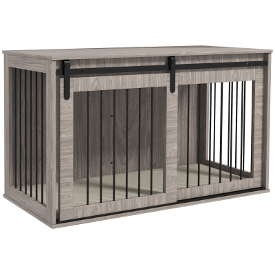 PawHut Dog Crate Furniture Extra Large with Cushion Grey 118cm