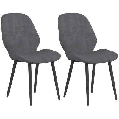 HOMCOM Velvet Dining Chairs Set of 2 Metal Legs Grey